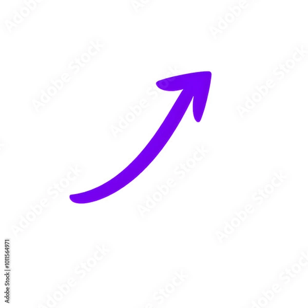 Fototapeta Upward curved purple arrow with a sharp tip, isolated on transparent background, Generative AI