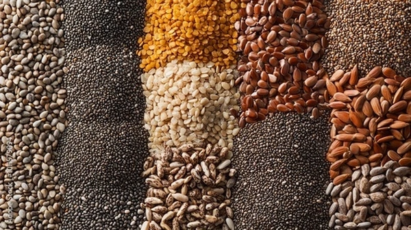 Fototapeta Assorted Seeds on a Rustic Background