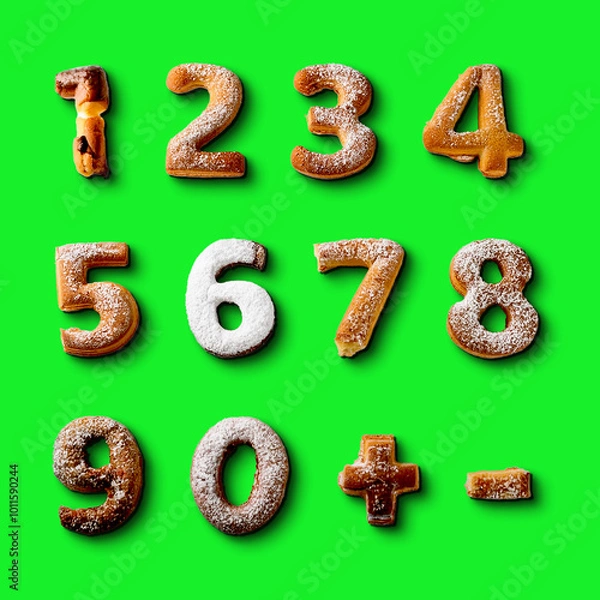 Obraz 3d play numbers cookies cake effect style
