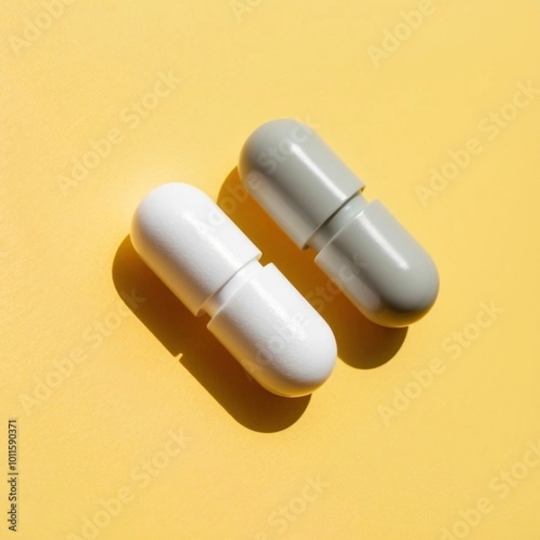 Fototapeta Simple Capsules on Yellow Background