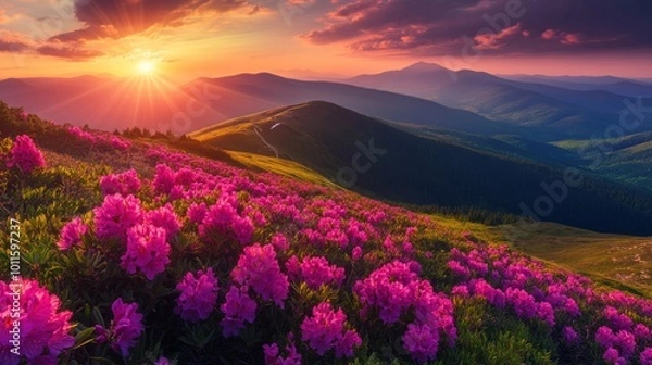 Obraz Sunset Over Mountain Meadow