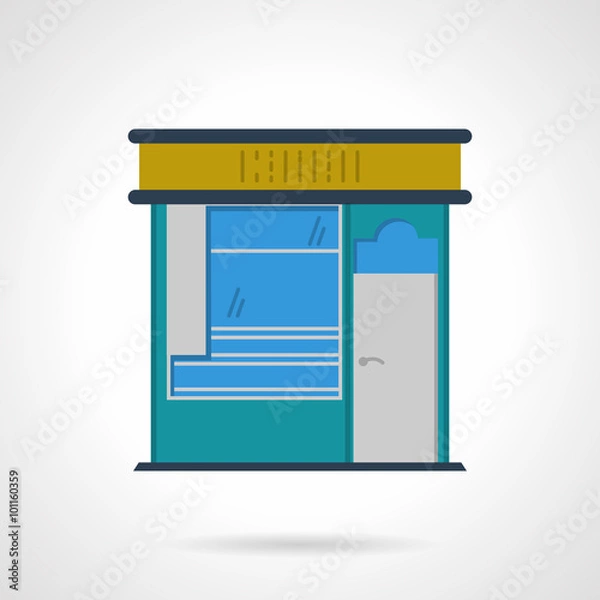 Fototapeta Storefronts flat color vector icon. News stall