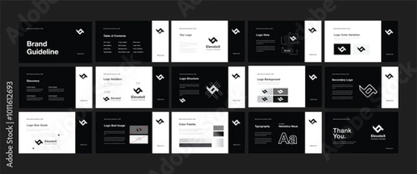 Fototapeta Modern Brand Guidelines Poster. Brand Identity Presentation Templates. Vector Illustration.