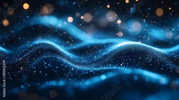 Fototapeta Abstract Blue Glitter Background with Bokeh Lights