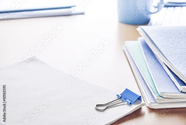 Obraz Desk. Office desk table with supplies 