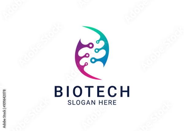 Obraz Biotech logo icon vector template design with dna helix and technology concept.