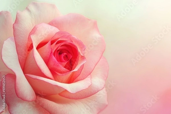 Fototapeta A Close-Up View of a Soft Pink Rose Blossom