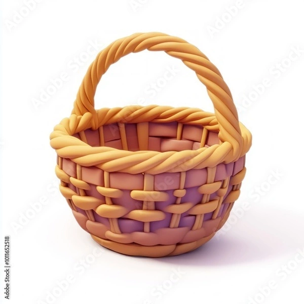 Obraz Cartoon Basket Icon on White Background