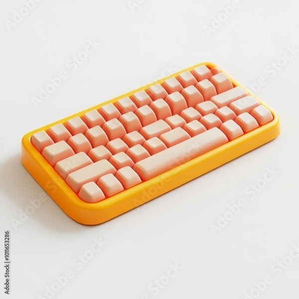 Obraz Cartoon Keyboard Icon on White Background