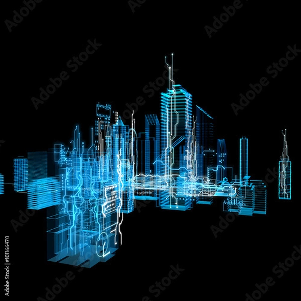 Obraz hologram futuristic interface city
