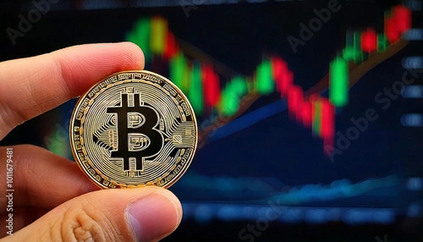 Obraz Bitcoin background with price increase graph