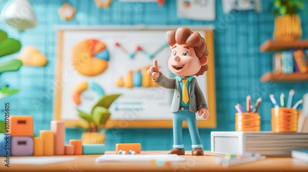 Fototapeta 会議をするビジネスマン（ミニチュア）