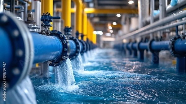 Obraz The energy of water harnessed in a modern desalination plant, providing fresh water from the sea, desalination plant, water technology