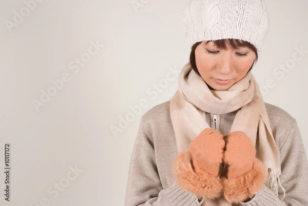 Obraz ニット帽をかぶった女性