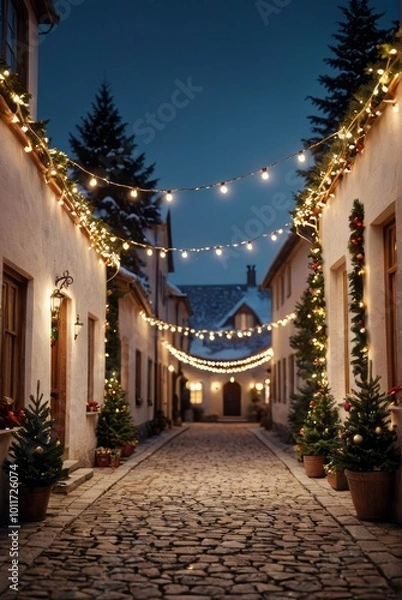 Obraz String of christmas lights isolated on white background with clipping path christmas background Ultra realistic Photorealistic picturesque scenery