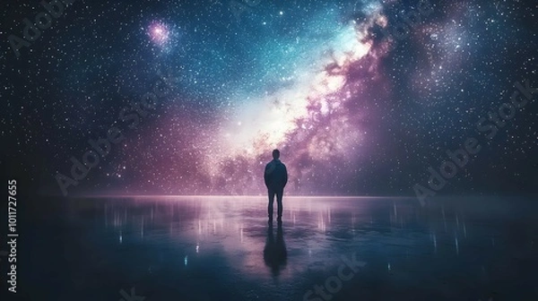 Obraz Man Gazing at Stars in Reflection of Mental Health
