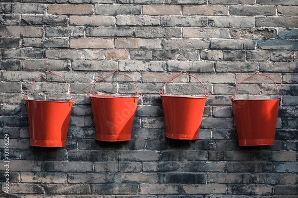 Obraz Four fire buckets