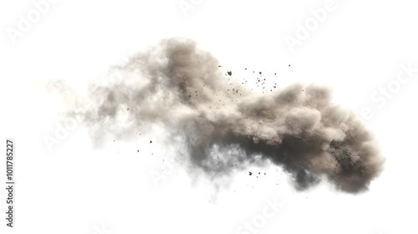 Fototapeta An abstract burst of dust, debris, and dirt particles, creating a dynamic, smoky cloud effect in mi-air.
