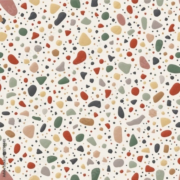 Fototapeta Colorful terrazzo texture with diverse shapes and vibrant hues, modern design for backgrounds copy space