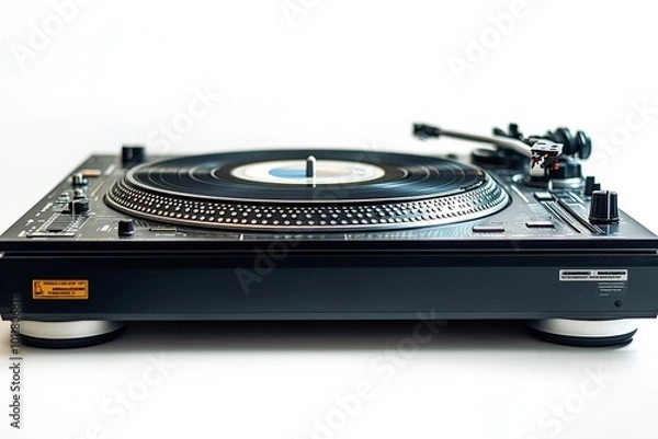 Fototapeta DJ turntables isolated on a white backdrop. Generative Ai