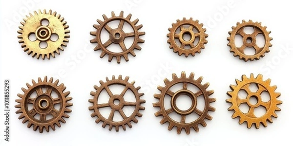 Fototapeta Industrial Gear Motifs: Use large, interlocking gears made of iron or steel, giving a rugged industrial aesthetic.
