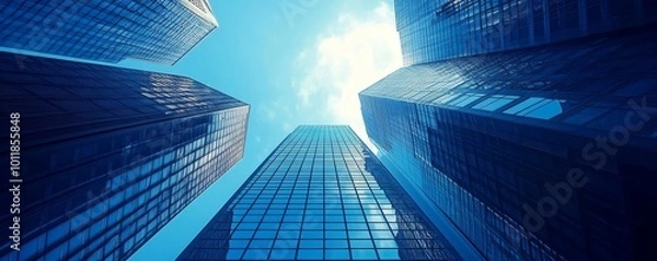 Obraz City skyscrapers - urban buildings for corporate and business usage, Generative AI