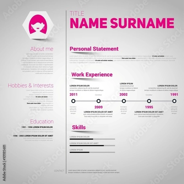 Obraz Minimalist CV, resume template with simple design, vector	
