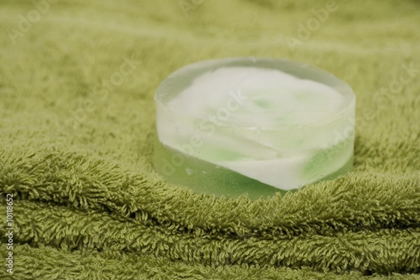 Obraz towel and spa soap in composition
