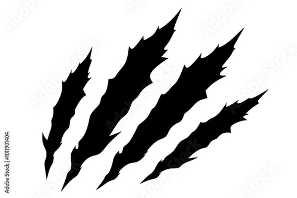 Fototapeta Claw mark vector silhouette set. Claws beast ripped marks.
