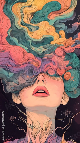 Fototapeta An image depicting the emotions of  depression,anxiety,OCD,fear,stress and poor mental health,generated by AI