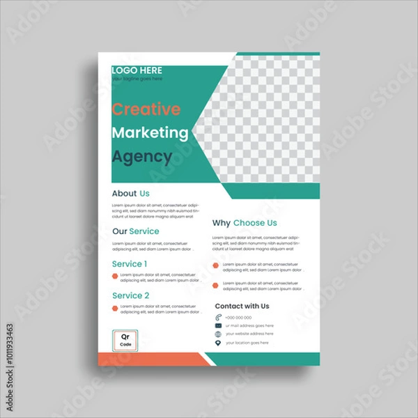 Fototapeta Corporate business flyer design template or Brochure business flyer design, with geometric shapes in A4 size
