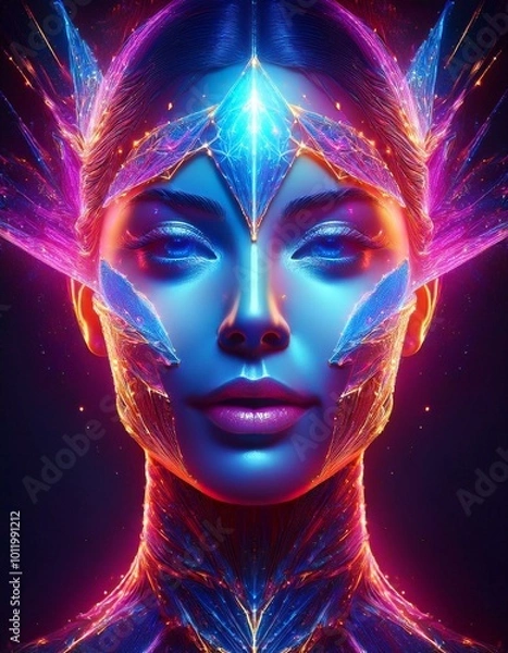 Fototapeta Woman with glowing face