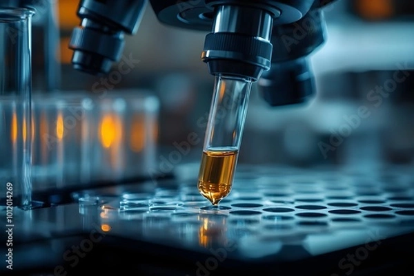 Fototapeta A detailed representation of a biological process or chemical experiment