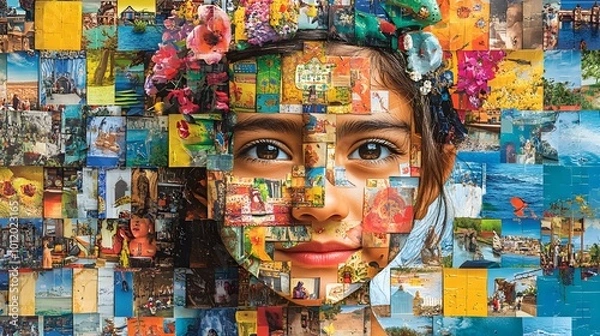 Fototapeta A collage that combines different cultures and traditions in one image