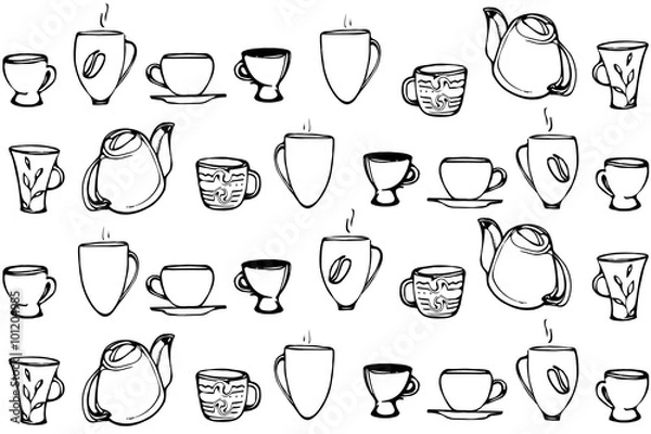 Fototapeta vector sketch of a porcelain coffee cup
