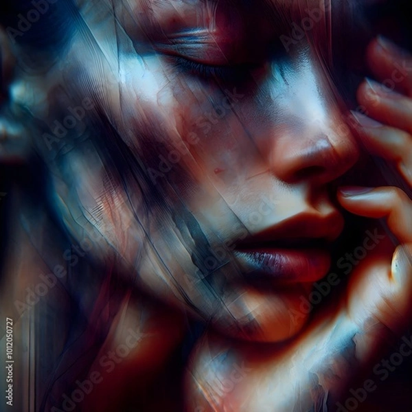 Obraz "Abstract Emotional Portraits"
"Close-up portraits that emphasize raw human emotions through abstract color overlays and blurred details, representing deep inner feelings."