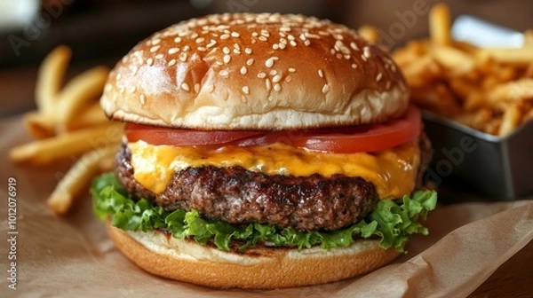 Fototapeta Unhealthy Fastfood Stomach Heartburn, Generative AI