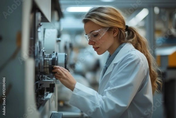 Fototapeta Side view portrait of handsome African-American fitness coach working in swimming pool, copy space, Generative AI