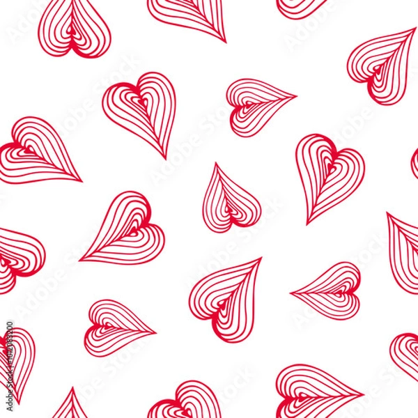 Fototapeta Vector seamless pattern with hearts. Romantic background. Love. Good for wrapping paper, textile, backdrop and other.