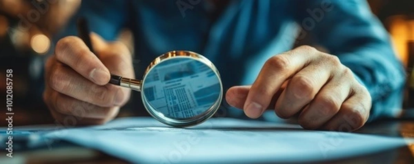 Fototapeta Business Auditor Using Magnifying Glass, Generative AI