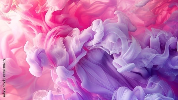 Fototapeta Enchanting Elegance Vibrant Pink and Purple Ink Swirls Dance in Water Captivating the Senses with Mesmerizing Beauty and Grace