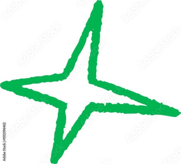 Obraz Star shape. Abstract hand drawn crayon irregular element. Cartoon outline burst. Paper cut spiky geometric figure.