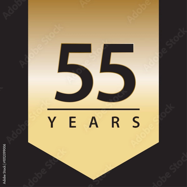 Obraz 55 years tag golden gradient for celebration, events, anniversary