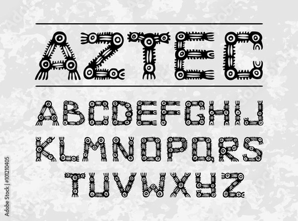 Obraz Aztec ancient ethnic alphabet on grunge background 