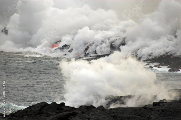 Obraz Lava flowing into the ocean