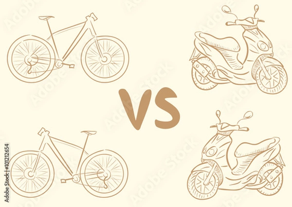 Fototapeta Bicycle vs scooter