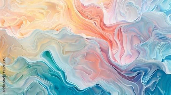 Fototapeta Serene Pastel Dreams Aerial View of Delicate Artwork with Soft Brushstrokes and Flowing Lines