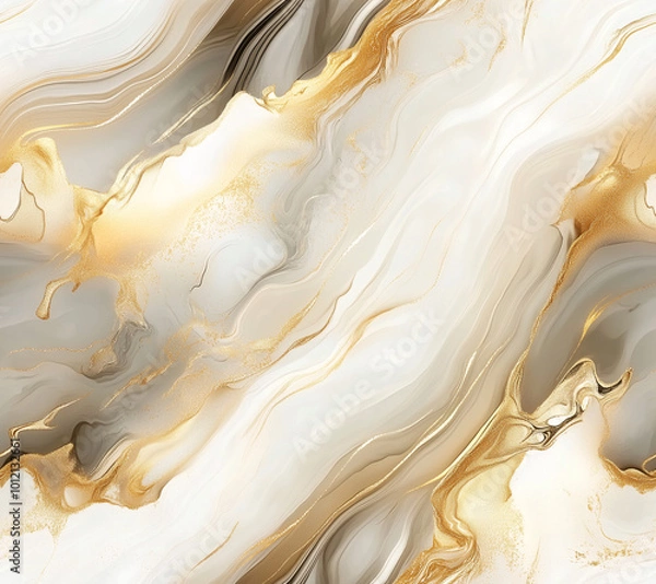 Obraz Marble seamless pattern. Beige and gold marble texture. Generative AI.