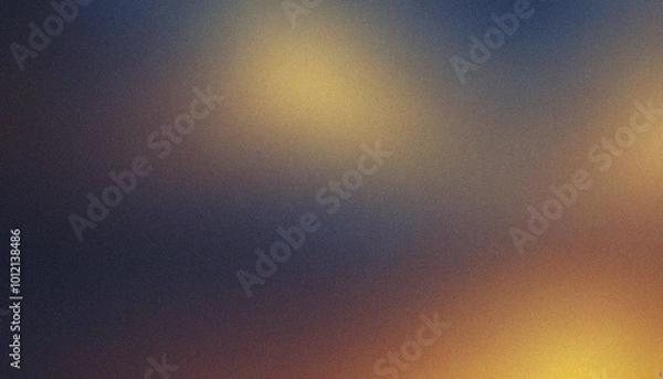 Fototapeta blurry banner or header design Deep Navy Blue, Golden Yellow, Light Peachy Brown. Dynamic grainy texture with smooth grainy wave highlights