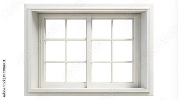 Fototapeta White window frame with leading lines isolated on white background